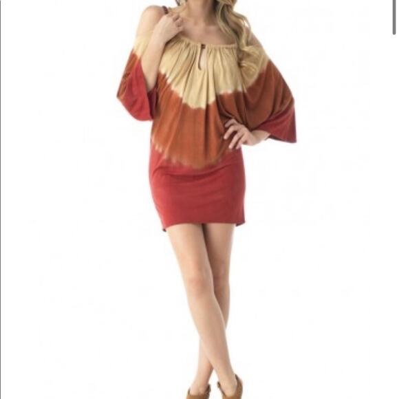 Sky Ronin Tie-Dye Off-Shoulder Mini Dress – XS Boho Chic - Picture 1 of 7